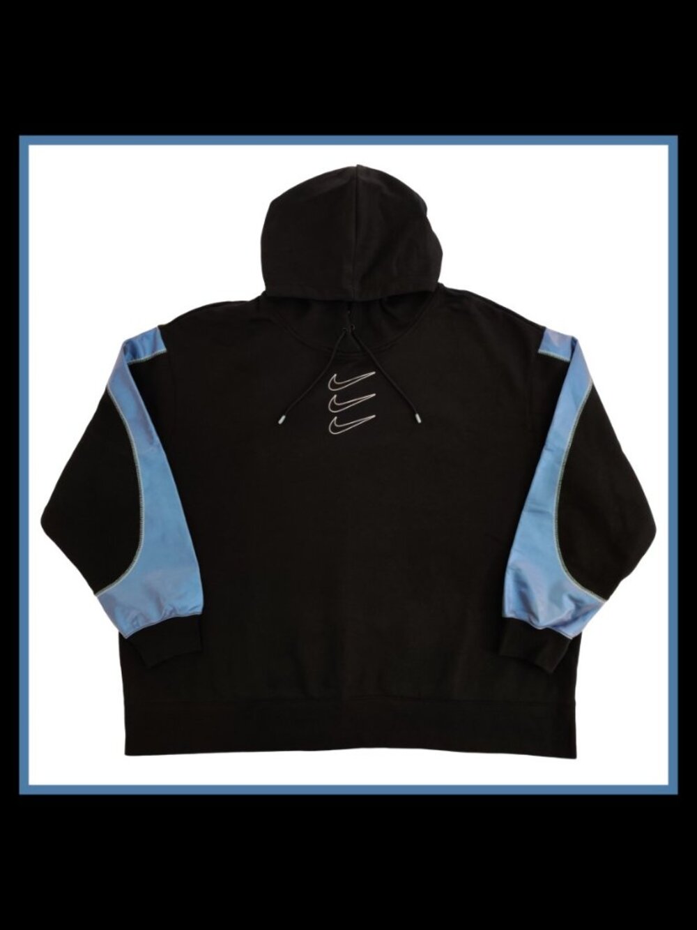 Nike Sportswear Fleece Graphic Hoodie Oversized Black/Iridescent Blue Women's 2X